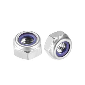 uxcell Hex Lock Nuts - M10 x 1.5mm 316 Stainless Steel Nylon Insert Self-Locking Nuts for Fasteners, 10Pcs Silver Tone