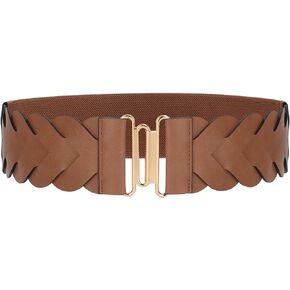 JASGOOD Women's Wide Elastic Belt Vintage Stretchy Belt for Dresses Braided Waist Belt
