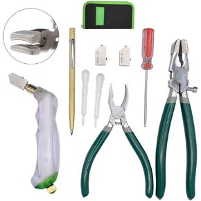 9Pcs Heavy Duty Glass Running Breaking Pliers and Class Cutters Tools Kit, Breaker Grozer Pliers with Curved Jaws,Glass Cutters for Stained Glass, Mosaics, Fusing, Breaking in Kuwait