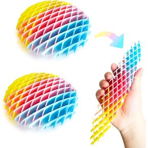 2pcs Fidget Worm Toy 3D Printing Fidget Toys Range Squeeze Toys Designed for Calming Sensory Play and Focus 4 Inches (Color Set)