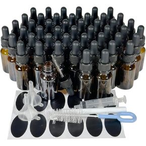 48Pack 15ml (1/2 oz) Glass Dropper Bottle. Essential Oil Bottle With Glass Eye Droppers. For Lab Bottles, Alcohol Bottles And Sterilize Water Bottles (Amber)