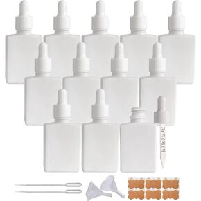 12 Pack 1 oz Square Glass Dropper Bottle for Essential Oil, 30ml /1 oz White Coated Glass Bottle with Eye Droppers, for Perfume,Serums and Liquids (Matte White)