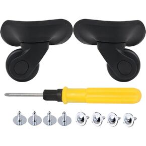 RDEXP Black Wheel Dia 1.92inches Left & Right Luggage Wheels with Screws Replacement Part Set of 2