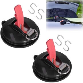 2 Pack Suction Cup Hooks Heavy Duty with Securing Hook,Car Camping Essentials Tie Down Suction Cup Strong Power for RV Boat Window Glass Camping Trap