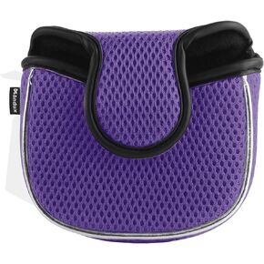 Andux Mesh Mallet Putter Cover Golf Putter Head Covers Purple, Square