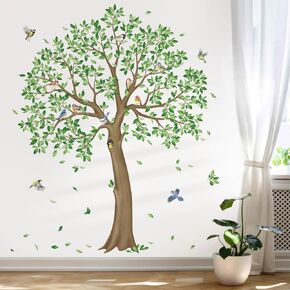 decalmile Large Cherry Blossom Tree Wall Stickers Pink Flower Birds Tree Branch Wall Decals Living Room Girls Bedroom Baby Nursery Wall Decor(H: 59 inches/150 cm)