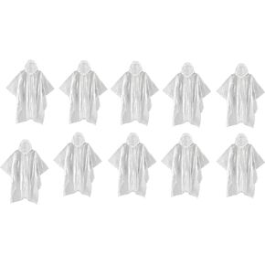 Lot of 10 Emergency Rain Poncho's 50" x 40" Hooded Inclement Weather Coat Jacket
