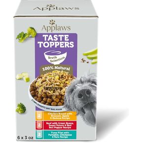 Applaws Taste Toppers, Natural Dog Food Topper, 12 Count, Limited Ingredient Meal Topper for Dogs, Beef with Green Beans, Sweet Potato & Red Pepper in Broth, 3oz Pouches