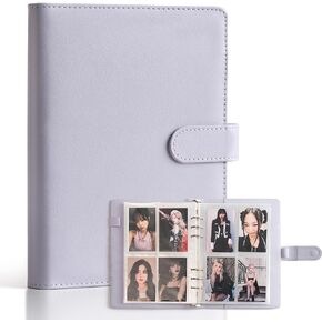 Kpop Album Photocard Binder, 240 Cards Capacity A5 Binder 6 Ring Photocard Holder With 30 Double Sided Photocard Sleeves, Cute PU Leather Binder Cover for Organizing K-pop Photocards