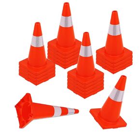 20Pack Traffic Cones 18 inch, Safety Cones, PVC Orange Cones with Reflective Collars, Parking Training Construction Plastic Road Cones for Parking Lot, Driveway Road, Traffic Control