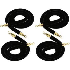 YaeMarine 4 قطع من حبل ستانشيون مخملي بطول 6.5 قدم حاجز طابور ستانشيون حبل مخملي للتحكم في الحشود (أسود) in Kuwait