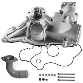 A-Premium Engine Water Pimp W/Curved Pipe & O-Rings & Bolts [fits OHV, 8Cyl 7.3L Turbo] Compatible with Ford [F,E-Class] E-350 E-450 E-550 Econoline Super Duty & Excursion, F-250, F-350, F-550, F59
