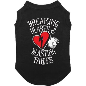 Tcombo Breaking Hearts & Blastings Farts Dog Shirt (Black, X-Small)