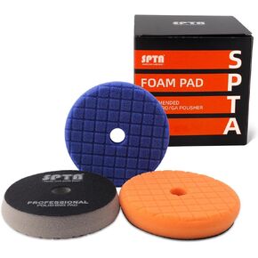 SPTA Buffing Polishing Pads, V2.0 3Pcs 5.5 Inch Face for 5 Inch Backing Plate, Cutting Polishing Pad Kit, Compound Buffing Sponge Pads for Car Buffer Polisher Compounding Polishing and Waxing