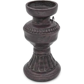 حامل شموع على شكل مصباح الكيروسين من الراتنج القديم باللون البني الداكن، ديكور طاولة مزرعة ريفية للشموع والشموع الصغيرة (6 بوصات) in Kuwait