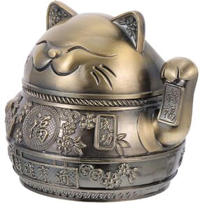Ashtray Indoor Outdoor Ashtray Ash Bowl Metal Holder Animal Ashtray Windproof Antique Ashtray - Japanese Maneki Cat Zinc Alloy Europe Office Old Fashioned