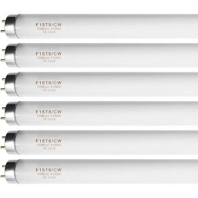 4 Pack F15T8-CW 15 Watt Cool White, 18'' T8 15W Fluorescent Light Bulb Compatible with Philips Alto ECO GE Staco Light Fixture,G13 Base,4100K