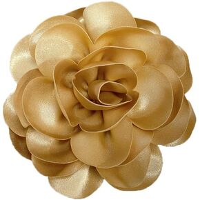 Dainty Satin Rose Flower Large Brooch Lapel Pins Delicate Elegant Handmade Big Fabric Camellia Flower Brooches Pin Classic for Wedding Party Dance Banquet for Women Dress Suit Ceremony Clothes Accessories JewelryGifts 120mm