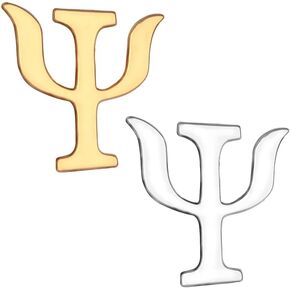 2-Set Psi Symbol of Psychology Golden Silver Brooch Pin for Shrink Psychologist