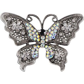 Alilang Clear Crystal Rhinestone Filigree Butterfly Brooch Pin - Pink or White Tone