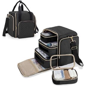 LUXJA Large Medicine Bag with 4 Inner Removable Cases, Multifunctional Medicine Storage Bag (Suitable for Home or Travel Use, Bag Only), Black