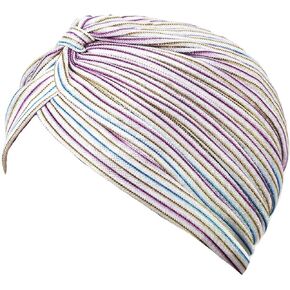 Women's Pleated Glittered Turban Hat Head Wear