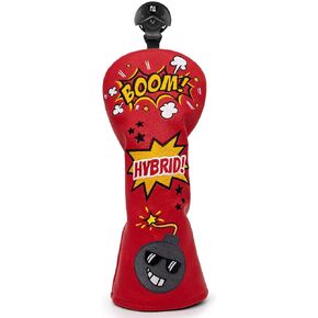 Bomb Golf Club Covers for Driver, Fairway, Hybrids - 4 Options - Golf Driver Headcover/Golf Fairway Wood Head Cover/Hybrid Headcover for Men/Women Golfer - Red Synthetic Leather Golf Headcover