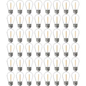 FLSNT 15 Pack Outdoor LED Replacement Bulbs for String Light, S14 LED Hanging Light Bulbs for Patio, Garden, E26 Base, 2200K Warm White, Non-Dimmable