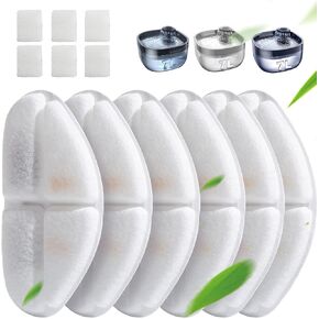 6 Pack of Filter & 6 Pump Sponges for FEELNEEDY 7L/1.8Gal Dog Water Fountain, Dog Water Bowl Dispenser (FN-W05)