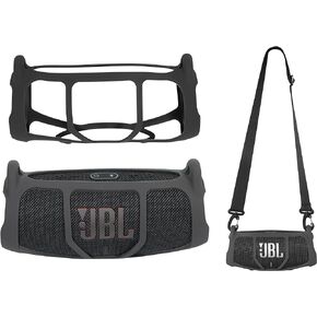 Silicone Cover Skin for JBL Charge 5 - Portable Bluetooth Speaker, by Alltravel, Portable Full Protection Solution, Customized Skin with Color and Shape Matching, for Charge 5 only (Black)