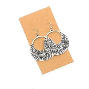 Large Native Design Detailed Hoops on Sterling Silver Earrings