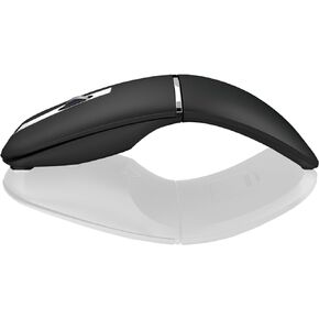 Arc Bluetooth Mouse, Ultra-Thin Rechargeable Rotating Wireless Mouse, Dual Mode (BT5.0/3.0+2.4G), Portable Travel Arc Mouse Suitable for laptop, PC, Mac, Tablet, iPad - Black (Non Folding)