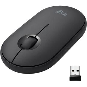 ماوس لاسلكي Logitech Pebble M350 مزود بتقنية Bluetooth أو USB - ماوس كمبيوتر نحيف وصامت مع نقرة هادئة لأجهزة الكمبيوتر المحمول والكمبيوتر المحمول وأجهزة الكمبيوتر الشخصية وأجهزة Mac - الجرافيت (متجدد) in Saudi Arabia