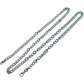 Loosco Rainbow Chain Strap Handbag 47'' 120 cm Chains Purse Chain Straps Shoulder Cross Body Replacement Straps with Metal Buckles (A)