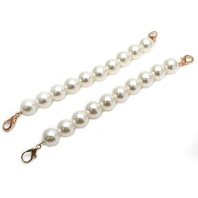 LC LICTOP DIY Round Imitation Pearl Bead Short Handle Replacement Chain Strap Handbag Chains Accessories with Buckles (23cm/9.06Inch Length, 18mm Dia.Pearl) 2pcs