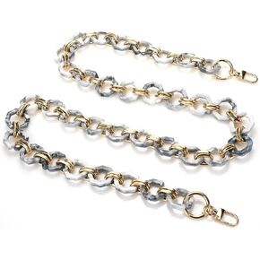 47.24Inches DIY Acrylic Resin Bag Strap Chain,Clear Hand Bag Chain Replacement for Ladies Bag Chain Shoulder Cross Body Bag Handbag Purse Replacement Chain Strap Set