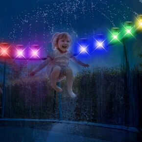 Trampoline Lights Solar Powered, Waterproof LED Lights, Automatic Color Changing, Fits 8FT 10FT 12FT 14FT 15FT 16FT Trampolines(8 Pcs)