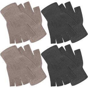 4 Pairs Winter Half Finger Gloves Knitted Fingerless Mittens Warm Stretchy Gloves for Men and Women