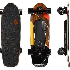 Ripple Electric Skateboard with Remote, Top Speed 22 Mph, 7.5/13 Miles Range, Built-in RGB Ambient Lights, Surf Skateboard Mini Cruiser for Beginners Adults and Teens