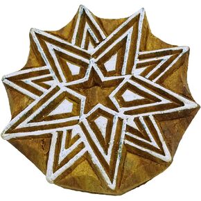 Knitwit Indian Wood Block Art Decorative Stamps Blockprint Star Handcarved Printing Block