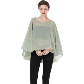 BEAUTELICATE Women Chiffon Capelet Wedding Bridal Cape Sheer Overlay Poncho Stole