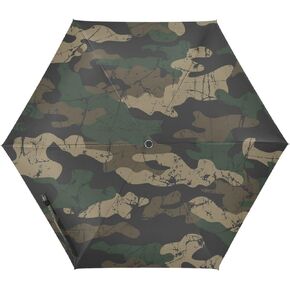 ALAZA Retro Camouflage Old 3 Folds Auto Open Close Umbrella Travel Folding Umbrellas