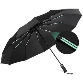 ElifeAcc 2024 Folding Umbrella, Men's, Large, One-Touch Parasol, UV Protection, Sun Protection, Windproof, Water Repellent, Rainy Season Protection, Typhoon Compatible, Storage Pouch Included, For Father's Day, Gift