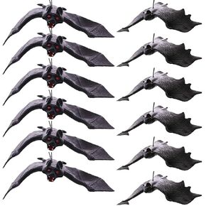 12 قطعة من خفافيش الهالوين من BigOtters، خفافيش مصاصة دماء معلقة مطاطية لحفلات الهالوين، يوم كذبة أبريل، ديكور منزل مسكون in Kuwait