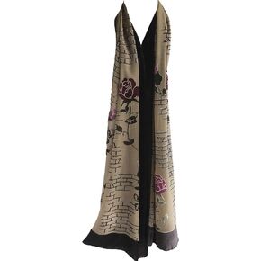 JennyJames Silk Base Burn-out Velvet Shawl, 72" L x 21" W, Rose & Wall, Brown-Red