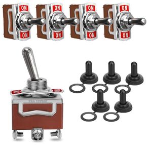 MGI SpeedWare One-Side Momentary Toggle Switches (ON)/Off 5-Pack with Waterproof Boots, 2-Pin SPST