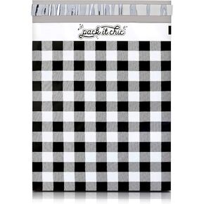 Pack It Chic - 10X13 (100 Pack) Gingham Plaid Poly Mailer Envelope Plastic Custom Mailing & Shipping Bags - Self Seal