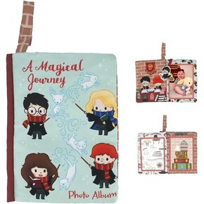 Kids Preferred Harry Potter Baby Photo Memory Album Crinkle Soft Sensory Book Holds 3 4"x6" Photos with Soft Fabric for Babies, 6.25x9 Inch