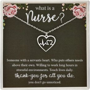 RareLove Nurse Practitioner Gifts for Women,Registered Nurse Thank You Gift 925 Sterling Silver Infinity Heart Tiny Heartbeat Necklaces for Women Nurse Week Gifts, Nurse Retirement Gifts for Women