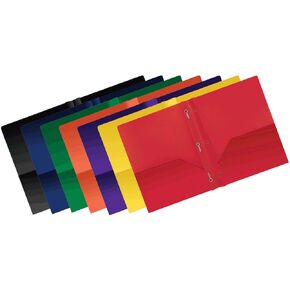 Better Office Products Poly 2 Pocket Folders with Prongs, Heavyweight, 36 pieces, assorted primary colors